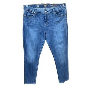7 For All Mankind Josefina Skinny Boyfriend Button Fly Blue Jeans Womens Size 30